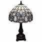19" Dark Brown Metal Candlestick Table Lamp With White Dome Shade