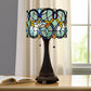22" Dark Brown Metal Two Light Candlestick Table Lamp With Green Shade