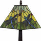 15" Dark Brown Metal Candlestick Table Lamp With Green Empire Shade