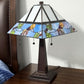 22" Dark Brown Metal Two Light Candlestick Table Lamp With White Shade