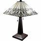 22" Dark Brown Metal Two Light Candlestick Table Lamp With White Shade