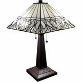 22" Dark Brown Metal Two Light Candlestick Table Lamp With White Shade