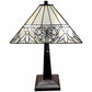 22" Dark Brown Metal Two Light Candlestick Table Lamp With White Shade