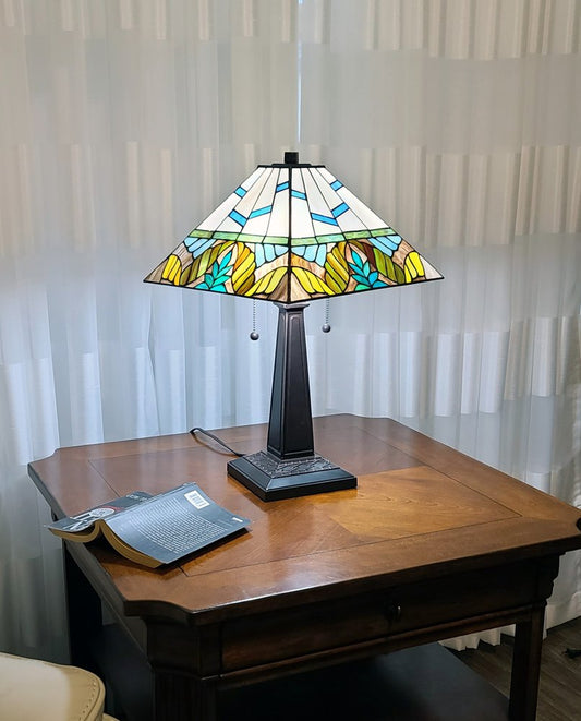 22" Dark Brown Metal Two Light Candlestick Table Lamp With White Shade
