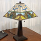 22" Dark Brown Metal Two Light Candlestick Table Lamp With White Shade