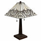 22" Dark Brown Metal Two Light Candlestick Table Lamp With White Shade