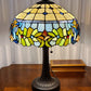 23" Dark Brown Metal Two Light Candlestick Table Lamp With Green Shade