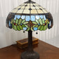 23" Dark Brown Metal Two Light Candlestick Table Lamp With Green Shade