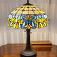 23" Dark Brown Metal Two Light Candlestick Table Lamp With Green Shade