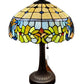 23" Dark Brown Metal Two Light Candlestick Table Lamp With Green Shade