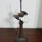23" Dark Brown Metal Two Light Candlestick Table Lamp With White Shade