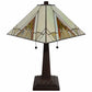22" Dark Brown Metal Two Light Candlestick Table Lamp With Beige Shade