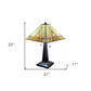 22" Dark Brown Metal Two Light Candlestick Table Lamp With Beige Shade