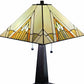 22" Dark Brown Metal Two Light Candlestick Table Lamp With Beige Shade