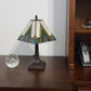 15" Dark Brown Metal Candlestick Table Lamp With Beige Shade