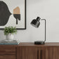 15" Black Metal Desk USB Table Lamp With Black Shade