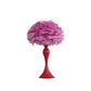 24" Glam Pink Faux Feather and White Metal Table Lamp