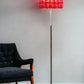 63" Steel and Acrylic Floor Lamp With Red Flowers Fabric Drum Shade