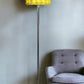 63" Steel and Acrylic Floor Lamp With Yellow Flowers Fabric Drum Shade