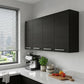 47" Black Wood Wall Mounted Accent Cabinet With Four Doors
