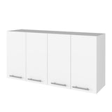 47" White Wood Wall Mounted Accent Chest With Four Doors