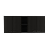 59" Black Wood Wall mounted Accent Cabinet With Five Shelves
