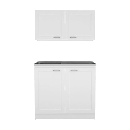 42" Black and White Wood Accent Cabinet Set With Four Doors