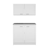 42" Black and White Wood Accent Cabinet Set With Four Doors
