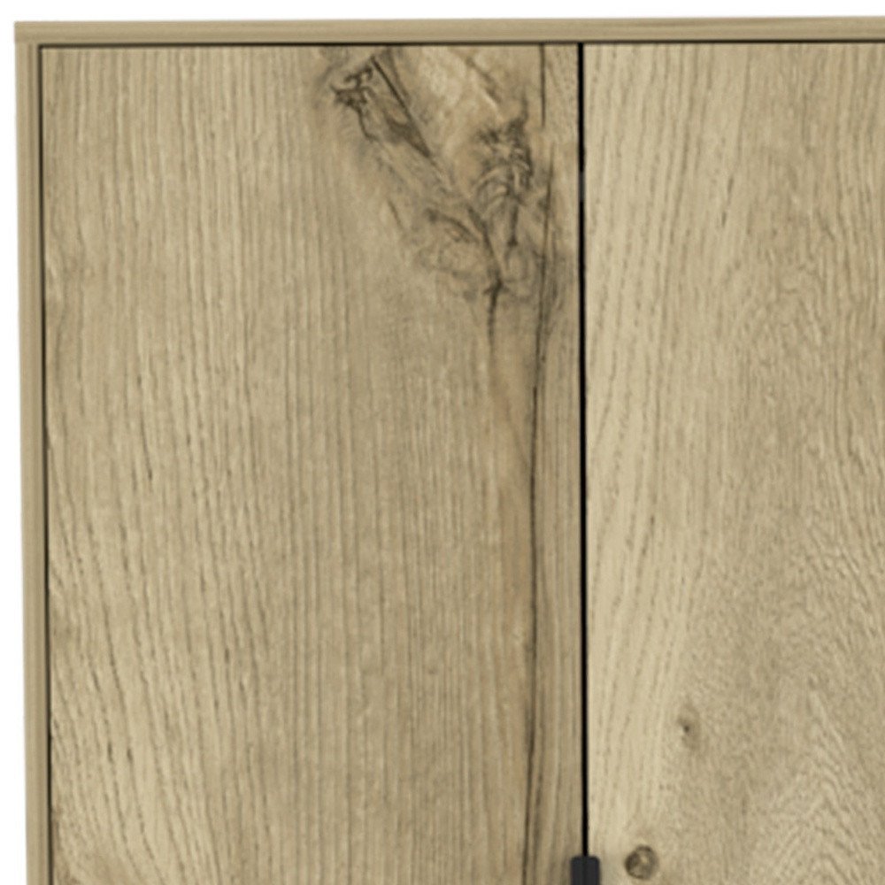 74" Oak Wood Two Door Single Drawer Combo Dresser