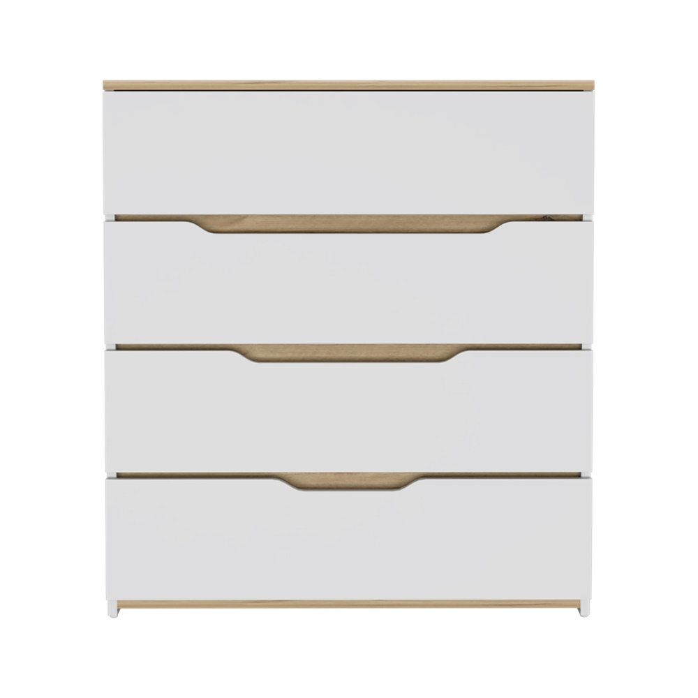31" Brown And White Wood Four Drawer Dresser