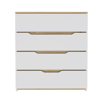 31" Brown And White Wood Four Drawer Dresser