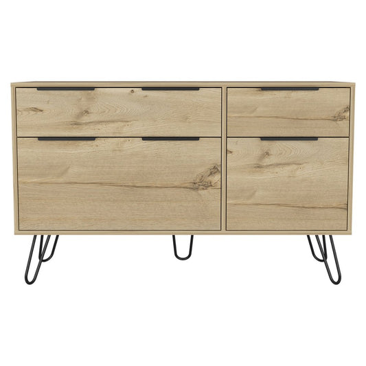 30" Brown And Black Wood Three Drawer Dresser