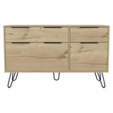 47" Brown And Black Wood Four Drawer Double Dresser