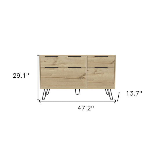 30" Brown And Black Wood Three Drawer Dresser