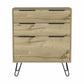 47" Brown And Black Wood Four Drawer Double Dresser