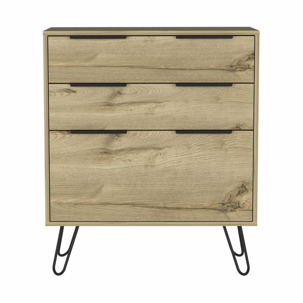 47" Brown And Black Wood Four Drawer Double Dresser
