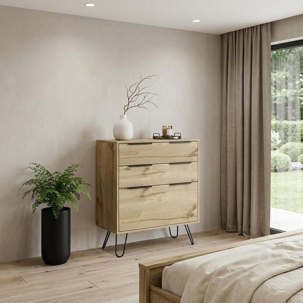 47" Brown And Black Wood Four Drawer Double Dresser
