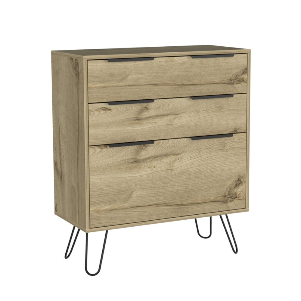 47" Brown And Black Wood Four Drawer Double Dresser
