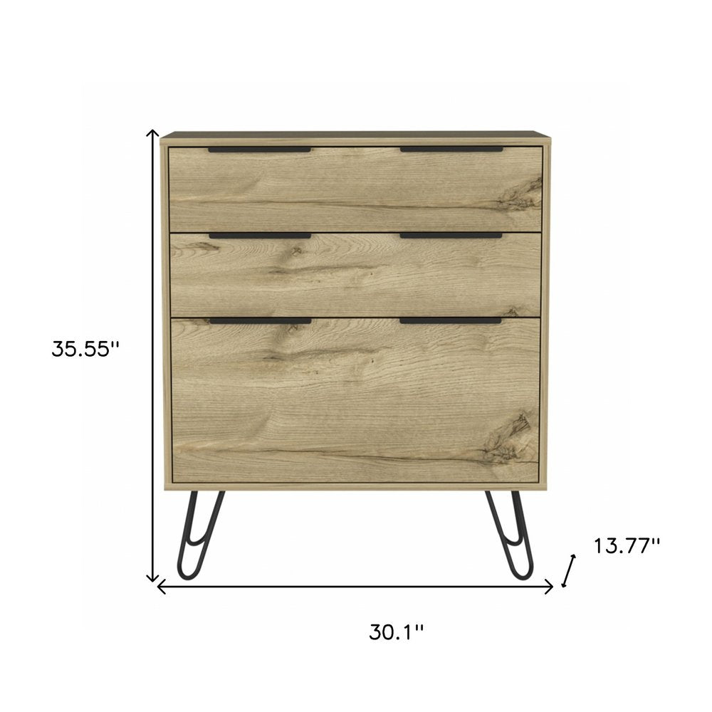 47" Brown and Black Four Drawer Double Dresser