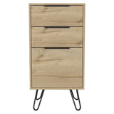 18" Brown And Black Wood Three Drawer Dresser