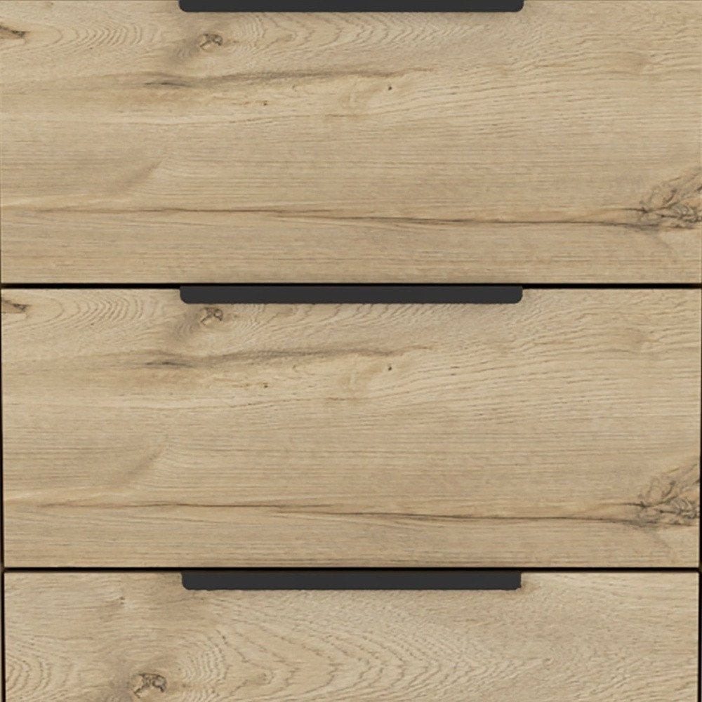 18" Brown And Black Wood Three Drawer Dresser