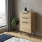 18" Brown And Black Wood Three Drawer Dresser