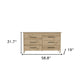 59" Natural And Black Wood Six Drawer Double Dresser