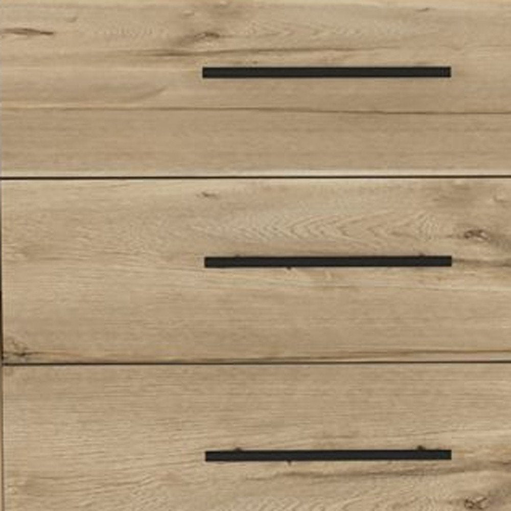 59" Natural And Black Wood Six Drawer Double Dresser
