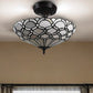 Black and Gray Two Light Tiffany Style Semi Flush Dimmable Ceiling LIght