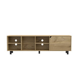 71" Natural Wood Enclosed and Open Storage TV Stand