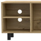 71" Natural Wood Enclosed and Open Storage TV Stand