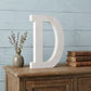 16" Distressed White Wash Wooden Initial Letter D Sculpture