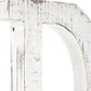 16" Distressed White Wash Wooden Initial Letter D Sculpture