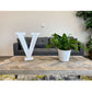 16" Distressed White Wash Wooden Initial Letter V Sculpture